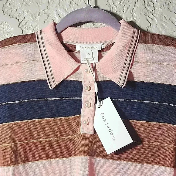 Foxiedox (Anthropologie)brand striped knit polo for women brand new with tags - Picture 4 of 9